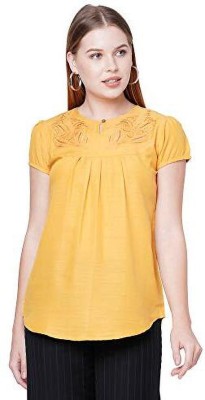 Hari Om Casual Solid Women Orange Top