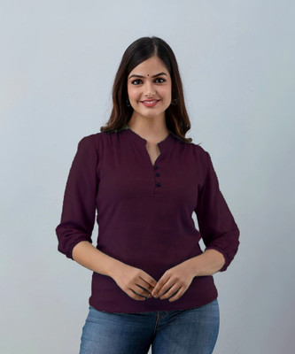 Himanc Enterprises Casual Solid Women Purple Top