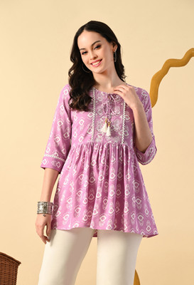METAFAB Casual Printed Women Pink Top