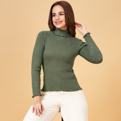 Honey By Pantaloons Casual Self Design Women Green Top