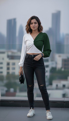 Toko Collection Casual Solid Women Green Top