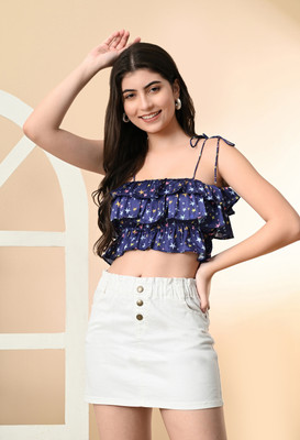 Fiorenza Party Printed Women Black Top