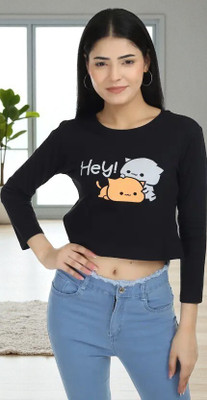 modiva fashion Casual Printed Women Black Top