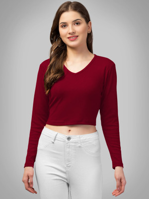 Dream Beauty Fashion Casual Solid Women Maroon Top