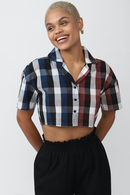FOREVER 21 Casual Checkered Women Multicolor Top