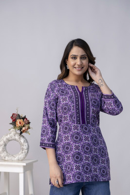 Unmani4U Casual Printed Women Purple Top