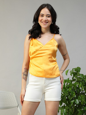 OXOLLOXO Casual Solid Women Yellow Top