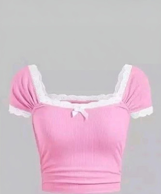 USK COLLECTIONS Casual Self Design Women Pink Top