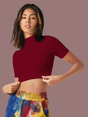 Dream Beauty Fashion Casual Solid Women Maroon Top