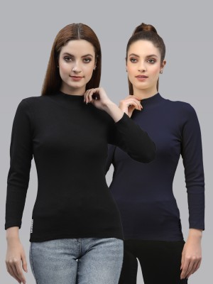 FRISKERS Casual Solid Women Black, Blue Top