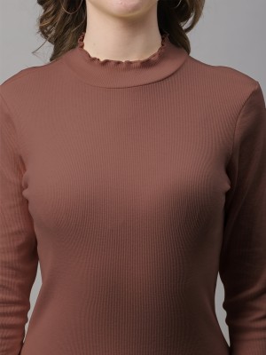 FBAR Casual Self Design Women Brown Top