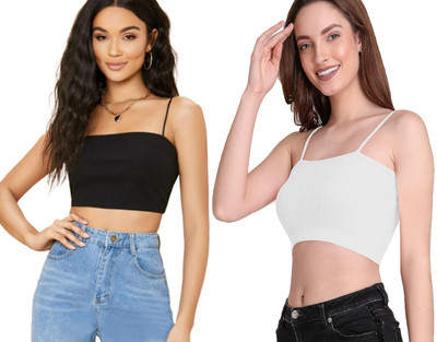 SriSaras Casual Solid Women Black, White Top