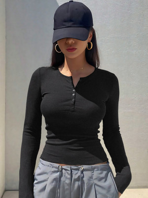 NAVYANKAA Casual Solid Women Black Top