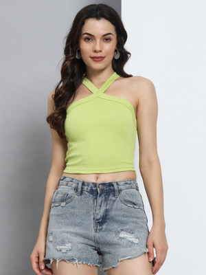 Q-Rious Casual Solid Women Light Green Top