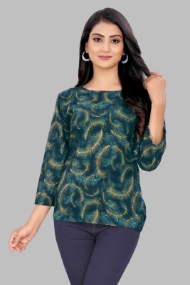 SUMITA SAREE Casual Printed Women Dark Green Top