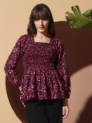 OTABU Casual Printed Women Purple Top