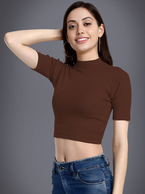 Dream Beauty Fashion Casual Solid Women Brown Top