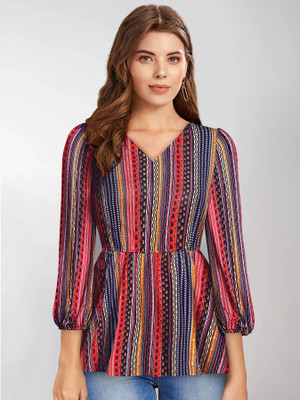 KERI PERRY Casual Striped Women Multicolor Top