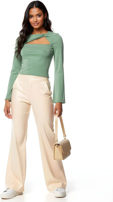 Glitchez Casual Solid Women Green Top