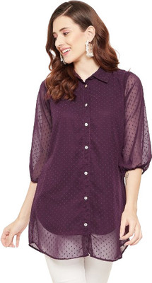 HouseOfCommon Casual Solid Women Purple Top