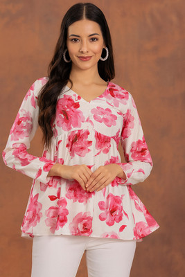 CLANGER Casual Printed Women Pink Top