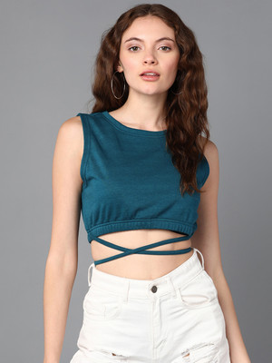 METRONAUT Casual Solid Women Dark Blue Top