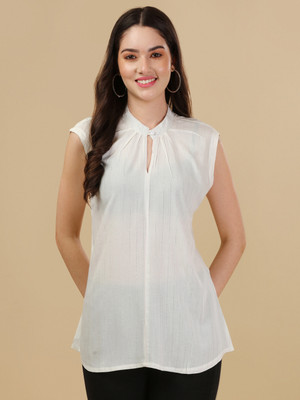 luzumbez Casual Striped Women White Top