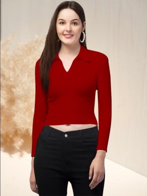 Maheshvi Casual Solid Women Red Top