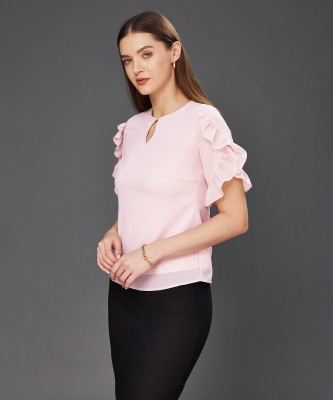 Miss Chase Casual Solid Women Pink Top
