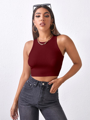 Berry Bird Party Solid Women Maroon Top