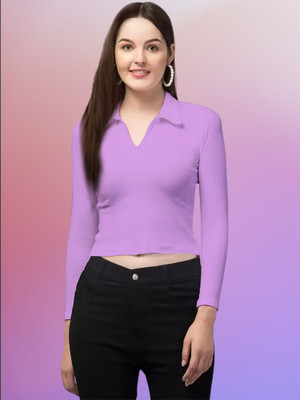 Maheshvi Casual Solid Women Purple Top
