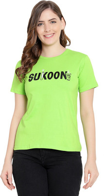 DEEPMAYRA COLLECTION Printed Women Round Neck Light Green T-Shirt