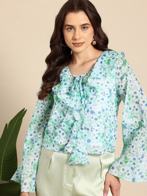 Mast & Harbour Casual Printed Women Green Top