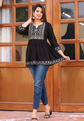 SHREE SHYAM FASHION Casual Printed Women Black Top