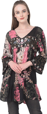 Veldress Casual Bell Sleeve Printed Women Multicolor Top