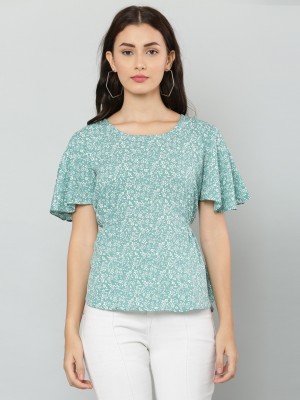 Apshru Casual Printed Women Green Top