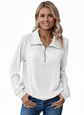 Leriya Fashion Casual Self Design Women White Top