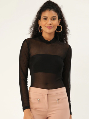 ANVI Be Yourself Casual Full Sleeve Solid Women Black Top