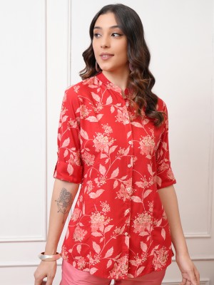 Vishudh Casual Printed Women Red Top