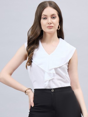 Style Quotient Casual Self Design Women White Top