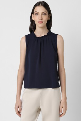 VAN HEUSEN Formal Solid Women Blue Top