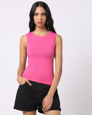 GAP Casual Solid Women Pink Top