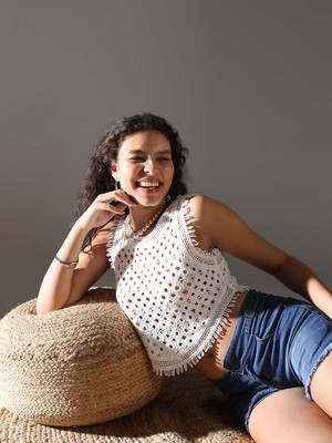 SHOWOFFFF Casual Self Design Women White Top