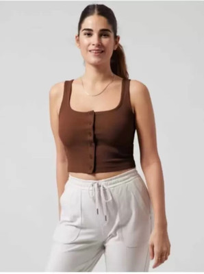 Whitewhale Casual Solid Women Brown Top