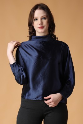 ANVI Be Yourself Casual Solid Women Blue Top