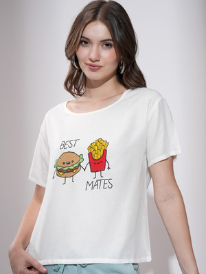 Tokyo Talkies Casual Printed Women White Top