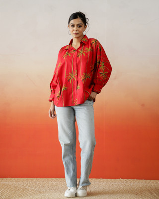 Sanskrutihomes Casual Floral Print Women Red Top