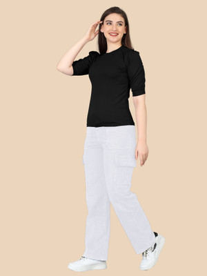 A To Z Cart Casual Solid Women Black Top