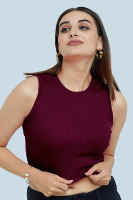 Berry Bird Casual Solid Women Maroon Top