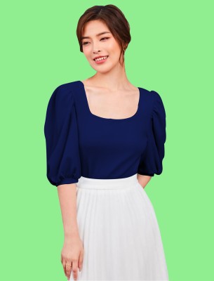 Dream Beauty Fashion Casual Solid Women Dark Blue Top